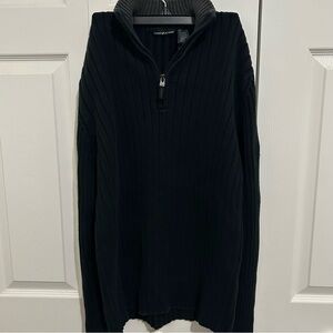 Vintage DKNY Black Quarter Zip Sweater Large 100% Wool Y2K Thermal